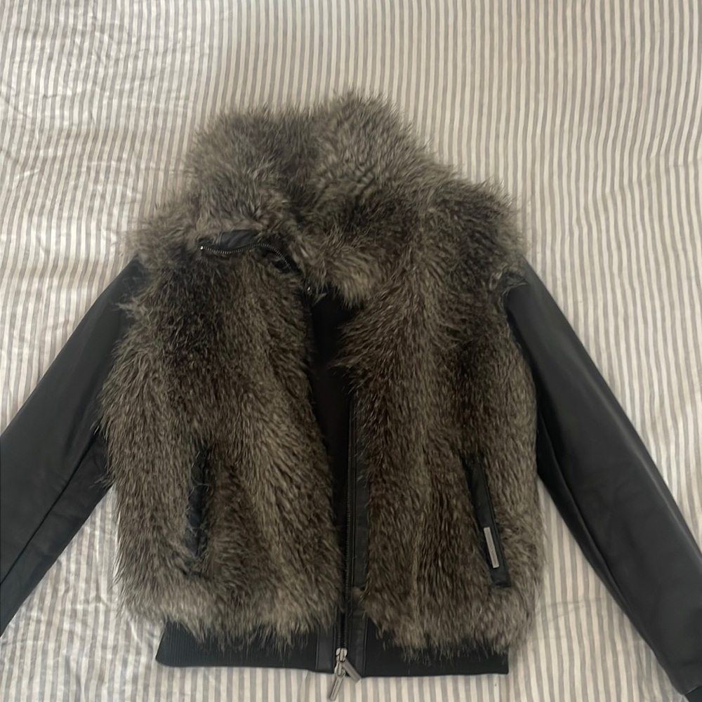 Armani Exchange Faux Fur Leather Jacket
